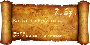 Kalla Szofrónia névjegykártya